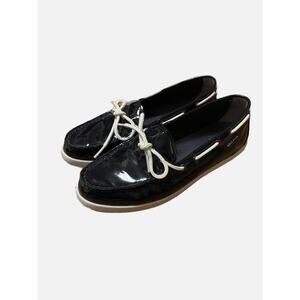 Cole Haan shiny patent leather boat shoe